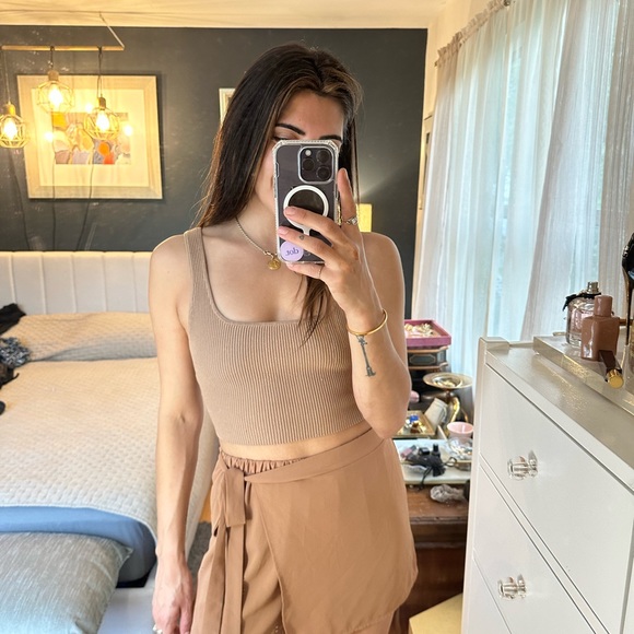 Tan tie front skort - Picture 2 of 2